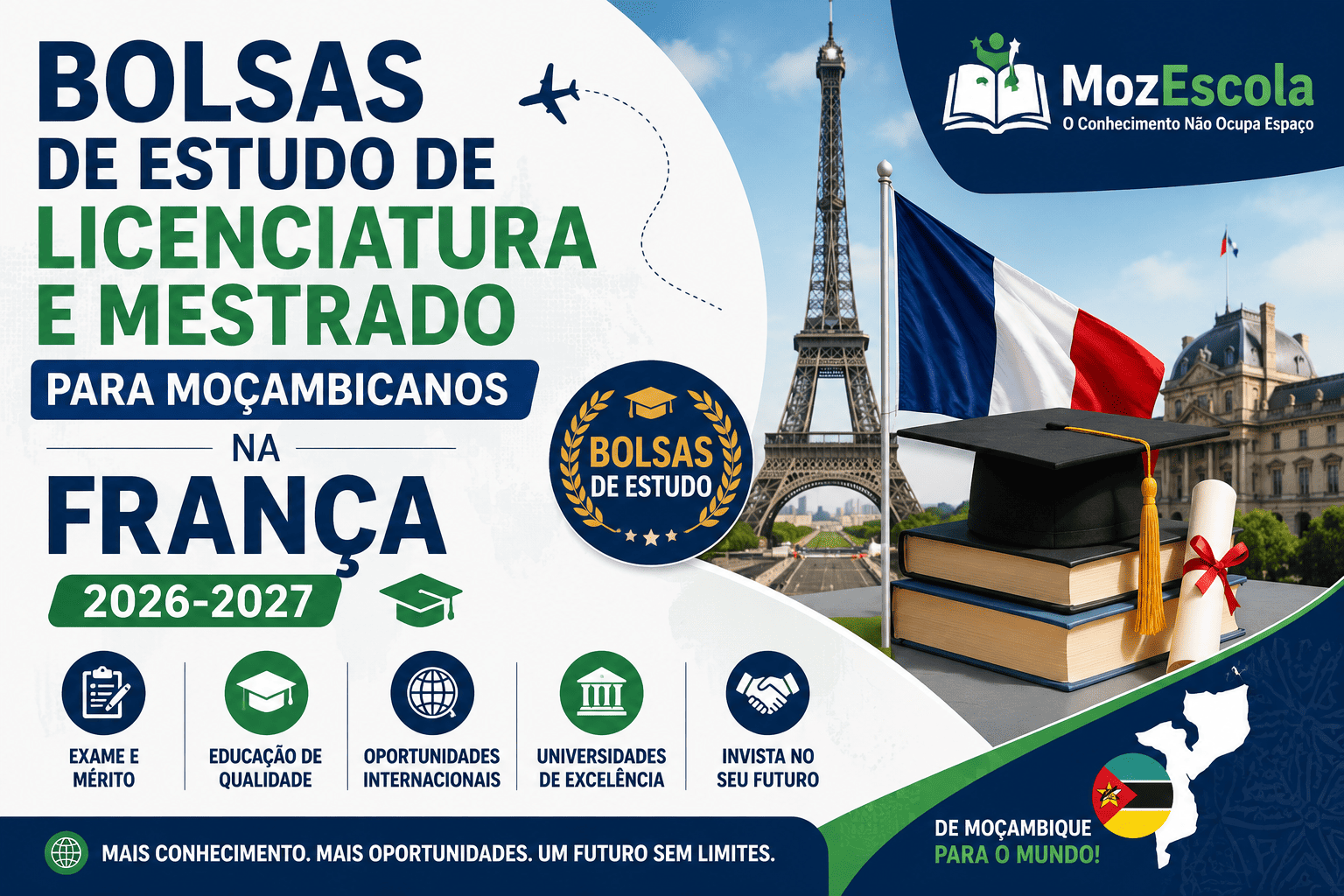 Bolsas de Estudo de Licenciatura e Mestrado para Moçambicanos na França 2026-2027