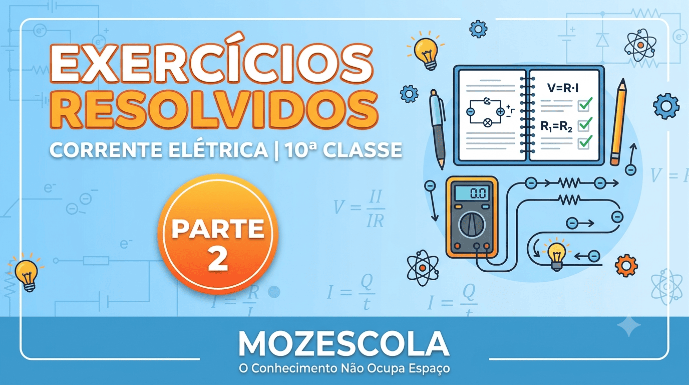 Exercícios resolvidos sobre corrente elétrica da 10ª classe. Parte 2.