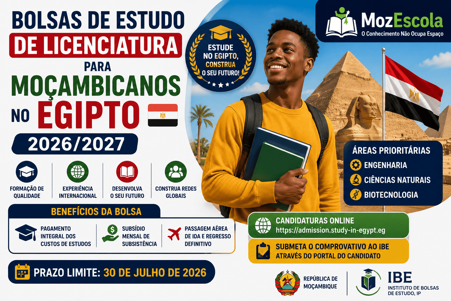 Bolsas de Estudo de Licenciatura para Moçambicanos no Egipto 20262027