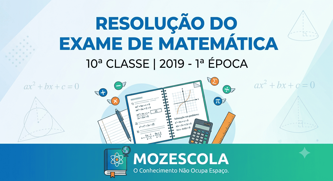 Resolução do Exame de Matemática da 10ª Classe 1ª Época do ano de 2019