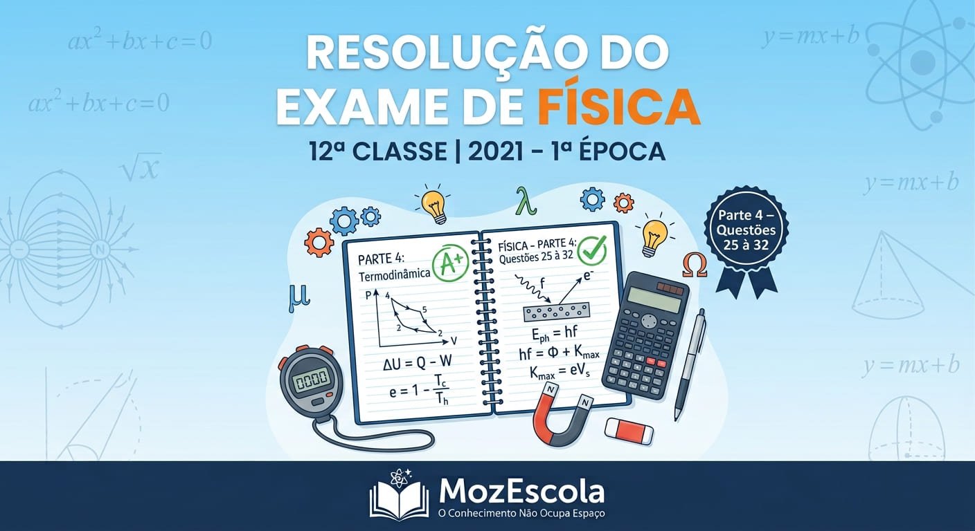 Resolução do Exame de Física da 12ª Classe do ano de 2021 – 1ª Chamada